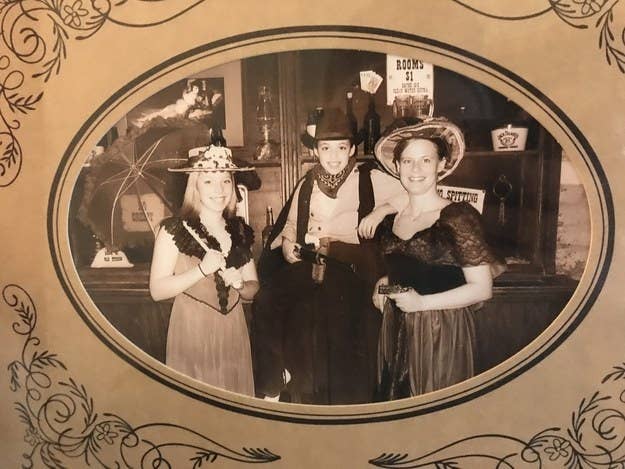 My parents should have known that I was trans when my mom, my sister, and I got this old timey western picture taken together. I’m in the middle wearing a cowboy getup! I also dressed as a male pirate every other year for ten years. —carriet4ffe0cbf1