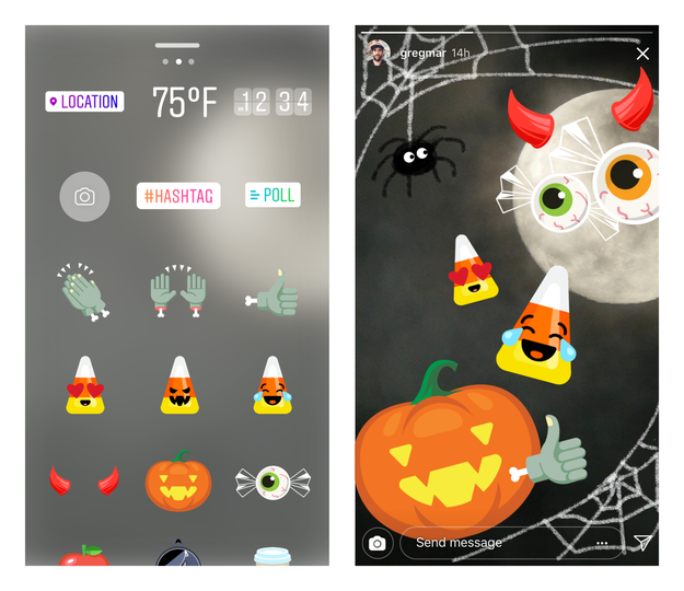 Instagram is also adding some Halloween-themed stickers into Stories (hit the little smiley face in the top right corner to access them!)