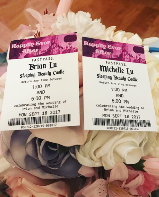 You can order super-cute escort cards that look like "Fastpasses."