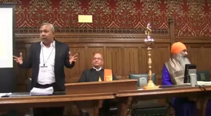 Tapan Ghosh addresses the audience at the "Tolerating the Intolerant" event in parliament last week.