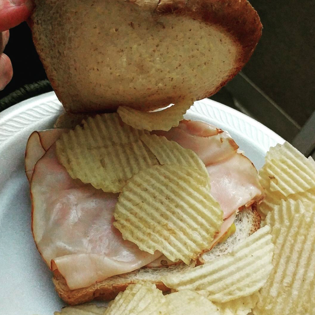 Put chips INSIDE your sandwich because it adds a more delicious crunch.