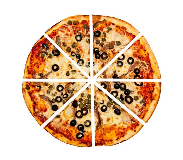 Let's do some pizza math, shall we? The area of a circle is π*r², so a 17-inch pizza would have an area of about 227 square inches (3.14*8.5²=226.865). A 12-inch pizza has only about 113 square inches, which makes two of them just about a square inch smaller than one 17-inch. So just order the large.