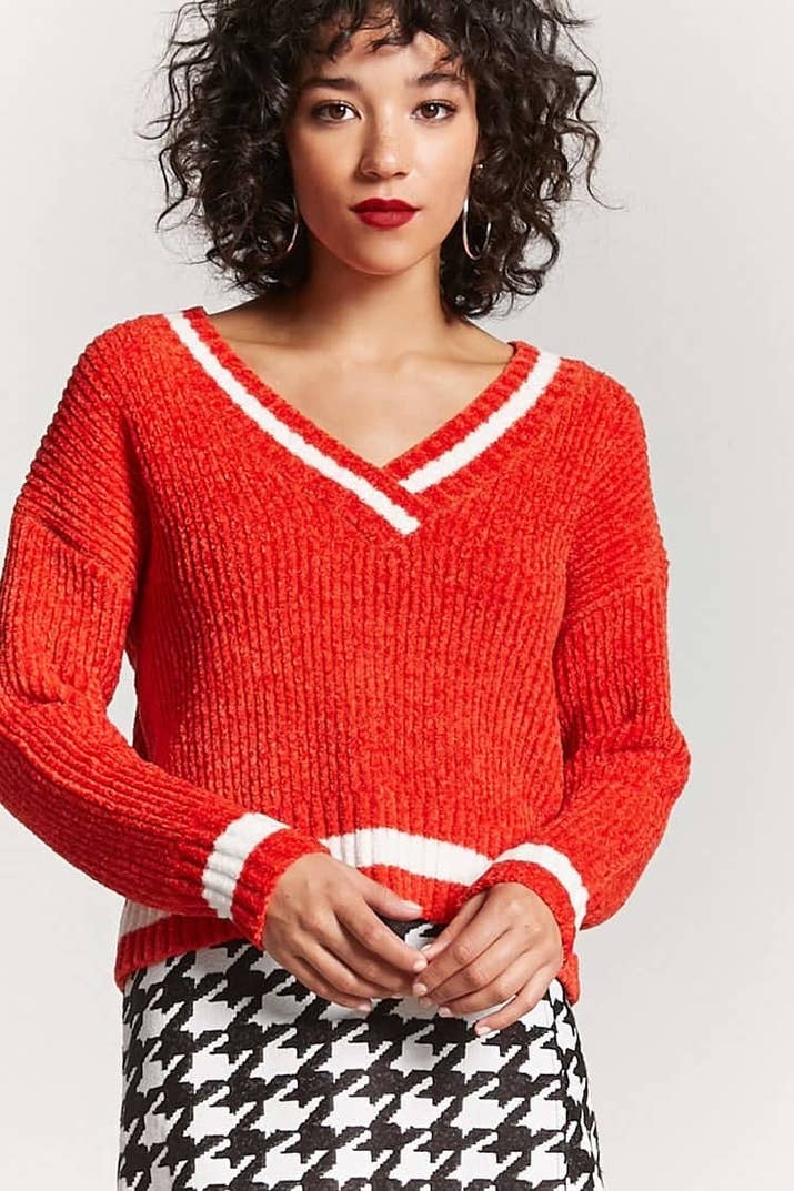 It's a tomato color. Just wanted to make that clear, in case you didn't understand my terrible joke. Get it from Forever 21 for $22.90. Sizes: S-L. Available in two colors.
