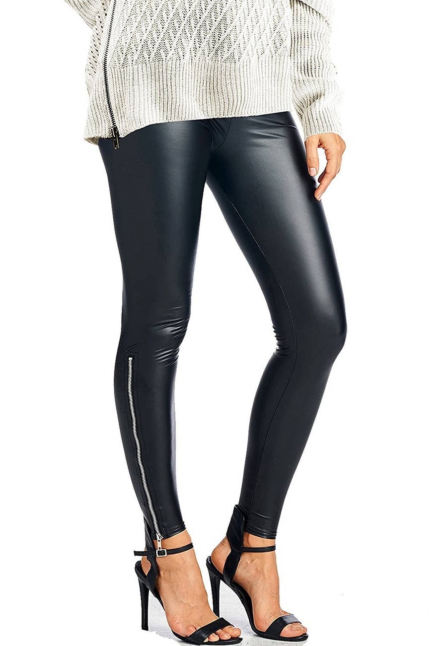 Leather Leggings With Ankle Zipper