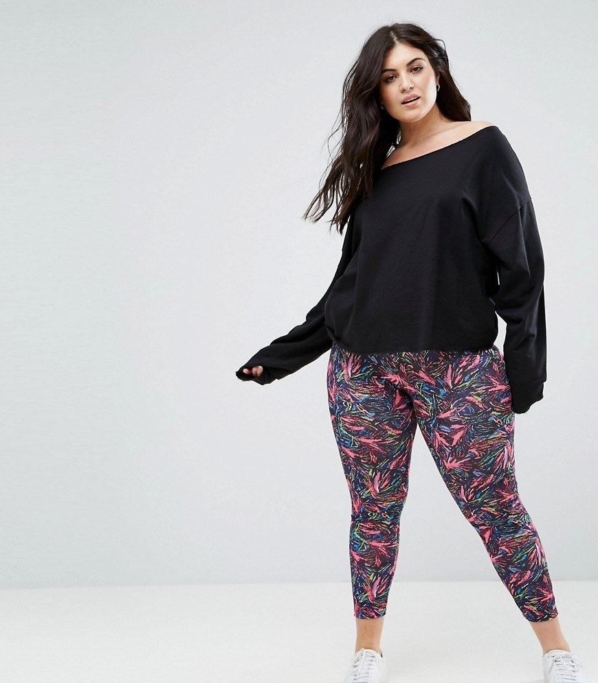 Shein Curve 3XL plus size floral black love mesh leggings & bra