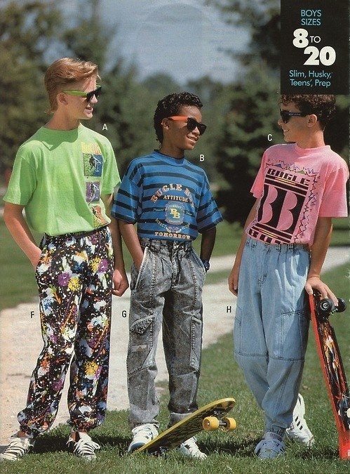 Then: everyone wore anything Bugle Boy.