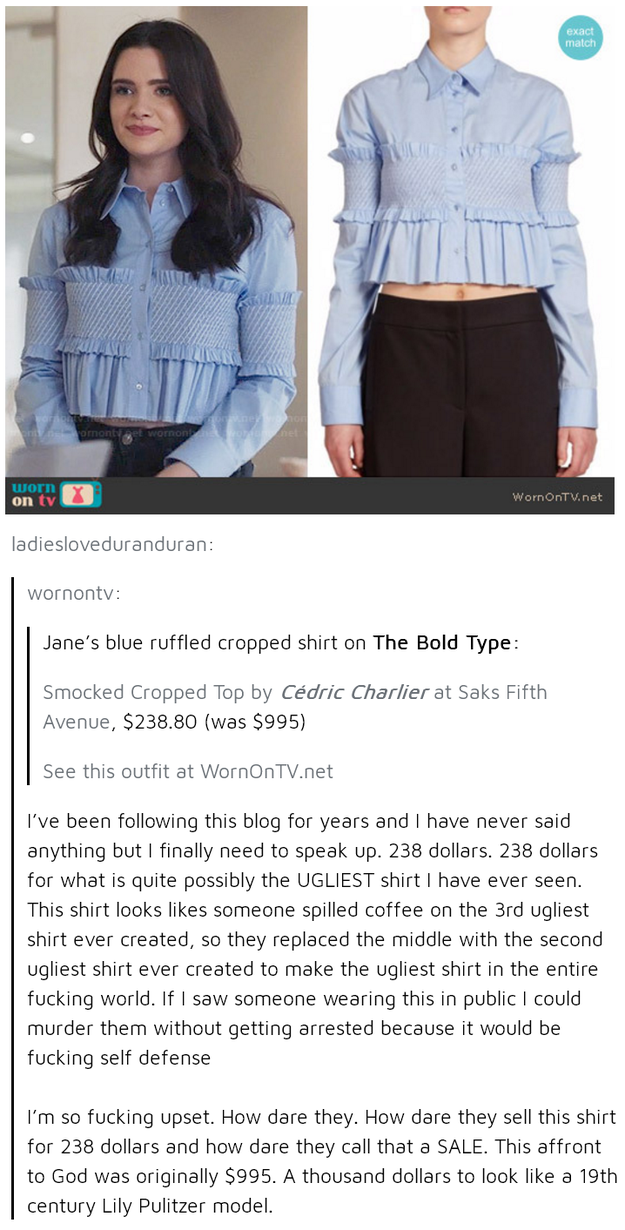 And finally, the post about a $238 shirt: