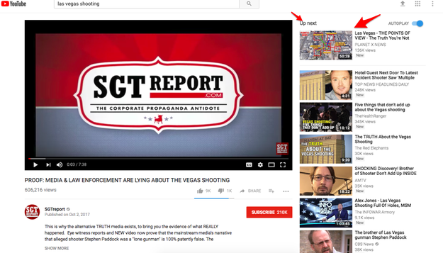 From the "SGTreports" video, the next suggested video offers "the truth you're not being told."