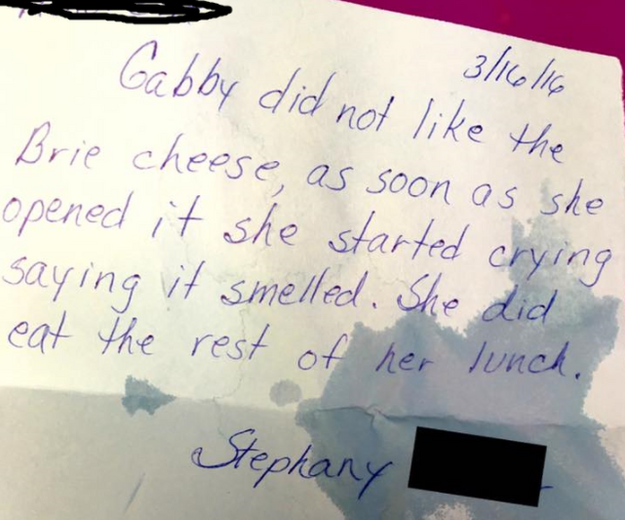 "Gabby did not like the Brie cheese, as soon as she opened it she started crying saying it smelled."