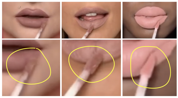 Again: three different models applying the same lipstick shade.