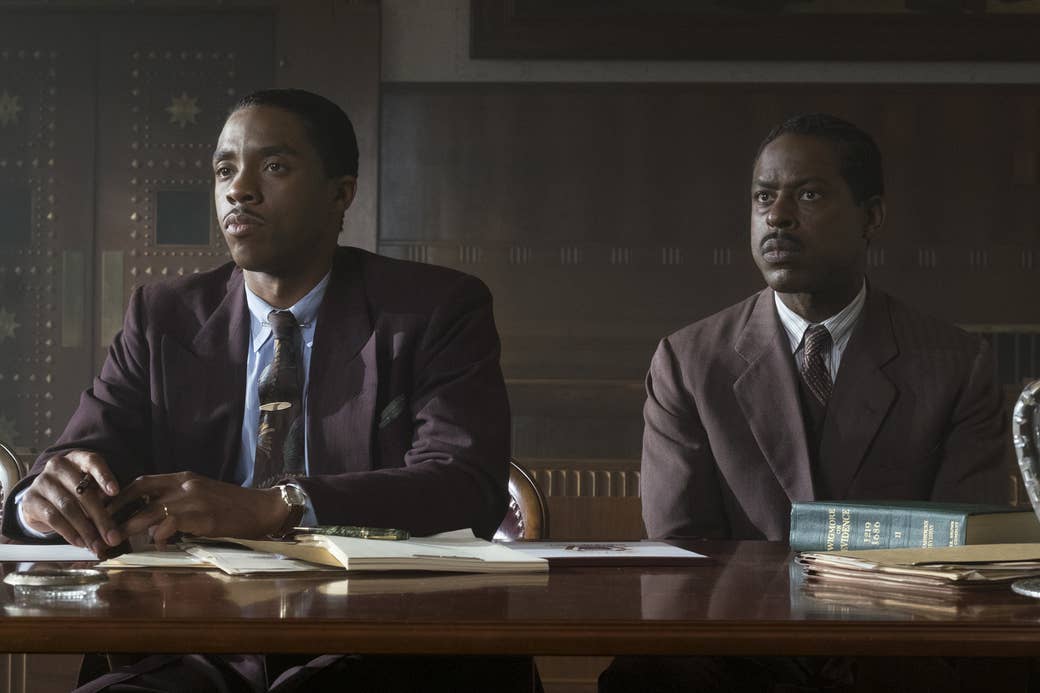 Chadwick Boseman and Sterling K. Brown in Marshall.