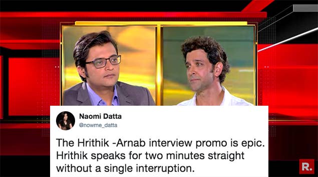 13 Weird And Noteworthy Things That Happened During Hrithik Roshan S Interview With Arnab Goswami Goswami's republic media network presently owns and operates two channels namely republic tv in english and republic bharat in hindi. interview with arnab goswami