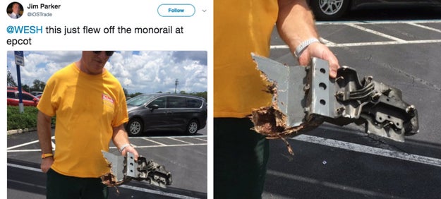 Pieces of an Epcot monorail supposedly flew off the tracks into a parking lot this past June, almost hitting guests.