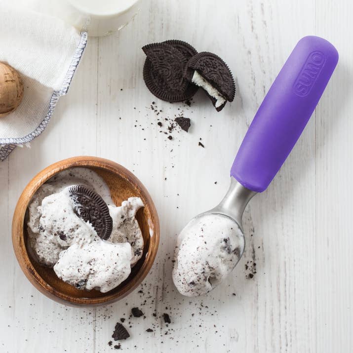Scooper is dishwasher-safe, BPA-free, and handle has a firm grip so, you know, you won't risk dropping mint chocolate chip goodness on the floor.Promising Review: 