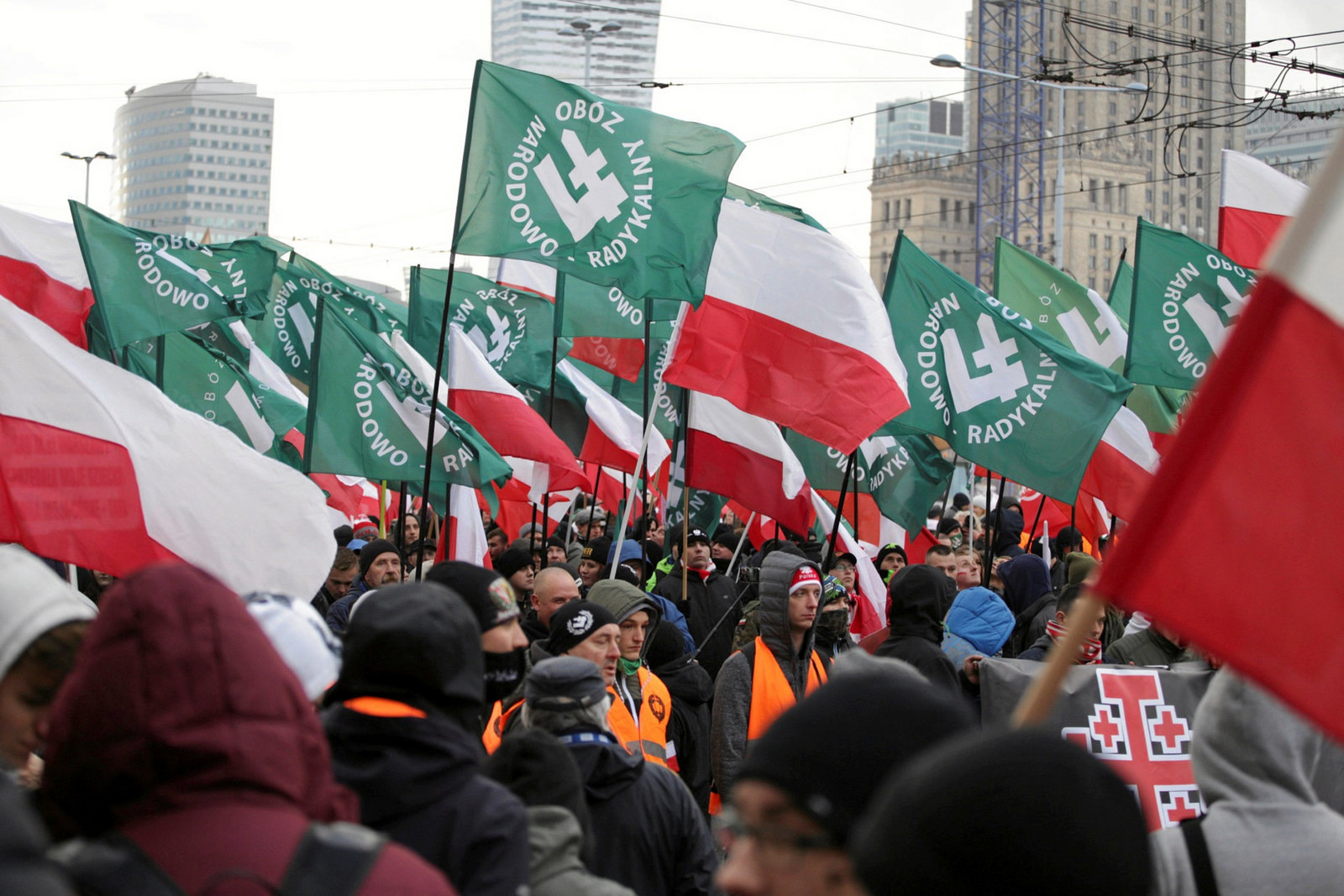 Protesters gathered in Warsaw for a rally on Saturday.