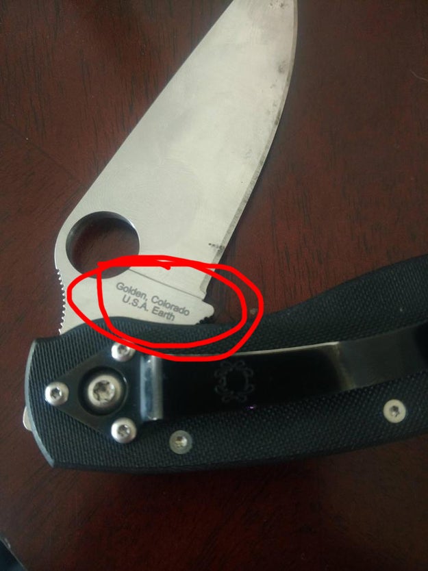 This knife company that felt the need to clarify that they're located on Earth.