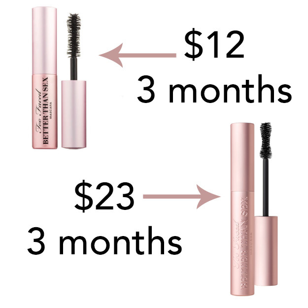 Buy travel-size mascara instead of full-size. For some brands, you'll actually save money in the long haul.