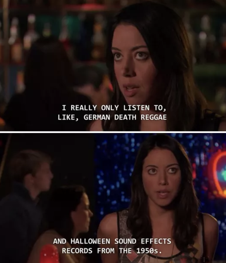 I like german. April Ludgate from Parks and Rec. Юмор listen time. Listen only. Only listen to Rock.