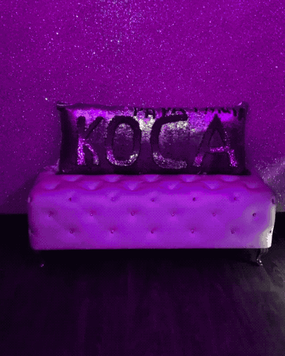 Maia also took to Instagram to show off her glitzy new spot, Koca's Beauty Bar, which features neon purple lighting and lots and lots of glitter.