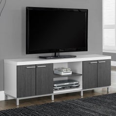 white and gray wood TV console
