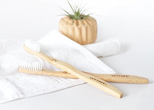 A pack of four bamboo toothbrushes because plastic ones can't be recycled.