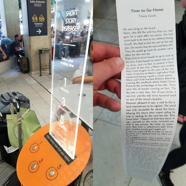 This airport offers free short stories to read that you can print on demand.