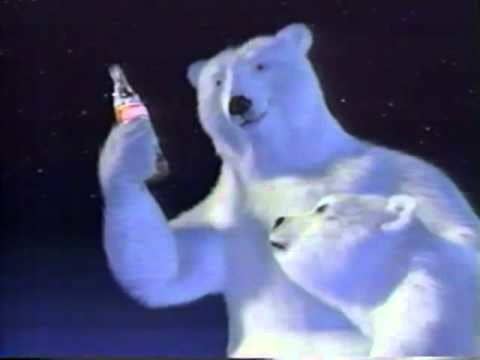 Screenshot of two polar bears in the Coca-Cola commercial