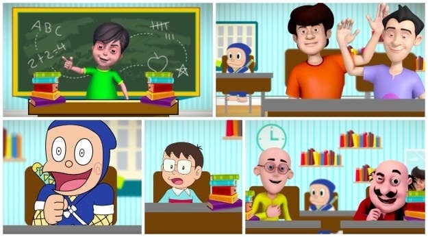 Amongst those present are popular toons like Ninja Hattori, Kenichi, and the show stealers, Motu and Patlu.