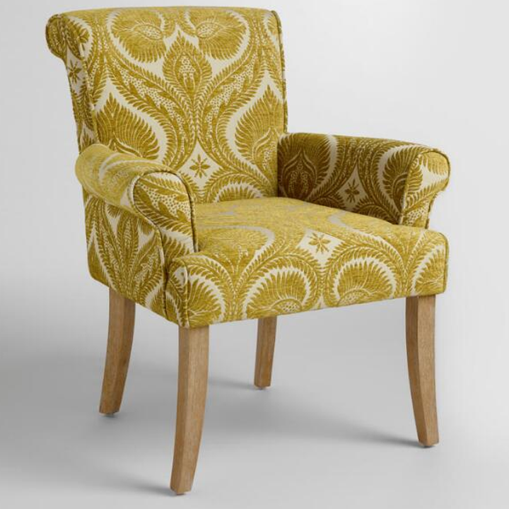 green patterned chair