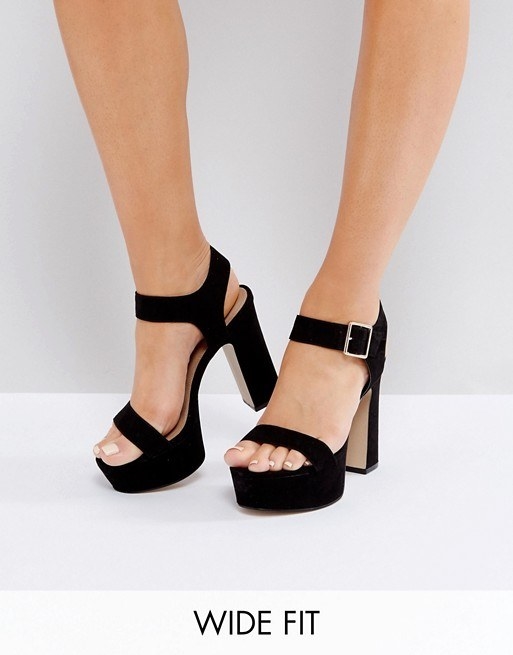 black wide fit platform heels