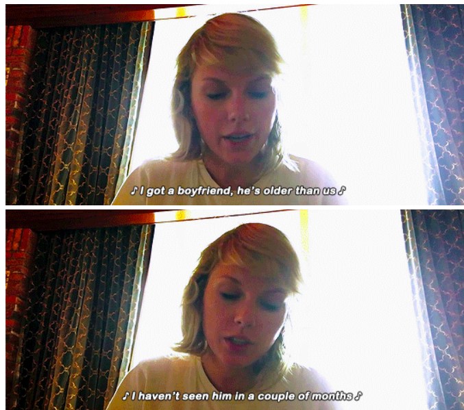 The original lyrics are: "I got a boyfriend / He's older than us / I haven't seen him in a couple of months."