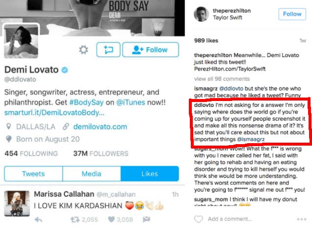 when demi lovato called out perez for screenshotting !   her twitter likes and causing drama - los seguidores de instagram hack !   tt pinterest seguidores y