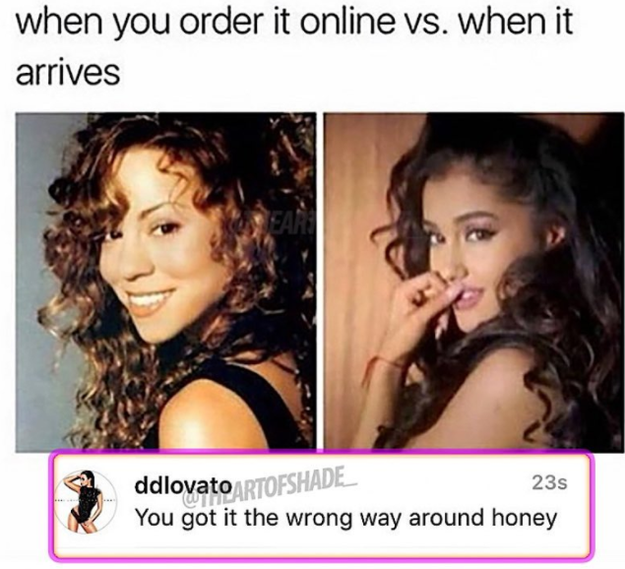 And although it wasn't on Mariah's actual Insta — when Demi commented this shady statement on a meme: