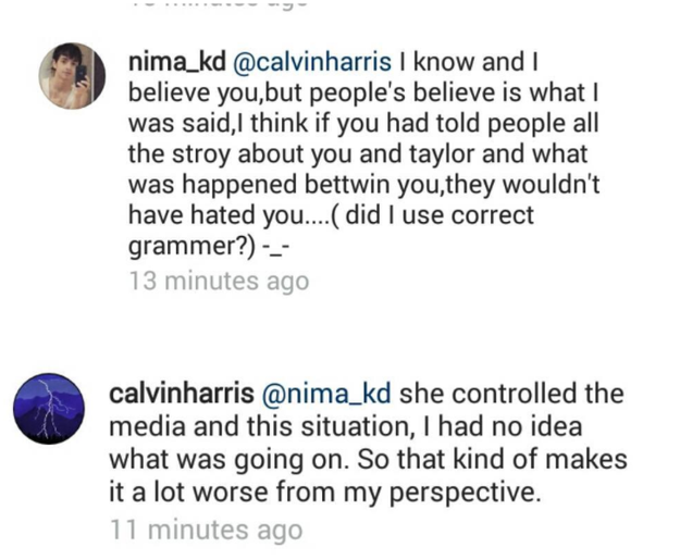 When Calvin Harris spilled the tea about his relationship with Taylor Swift, calling her controlling, with this comment: