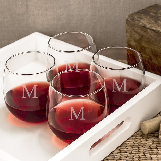 A set of monogrammed glasses so you can be sure there will always be wine at family gatherings.