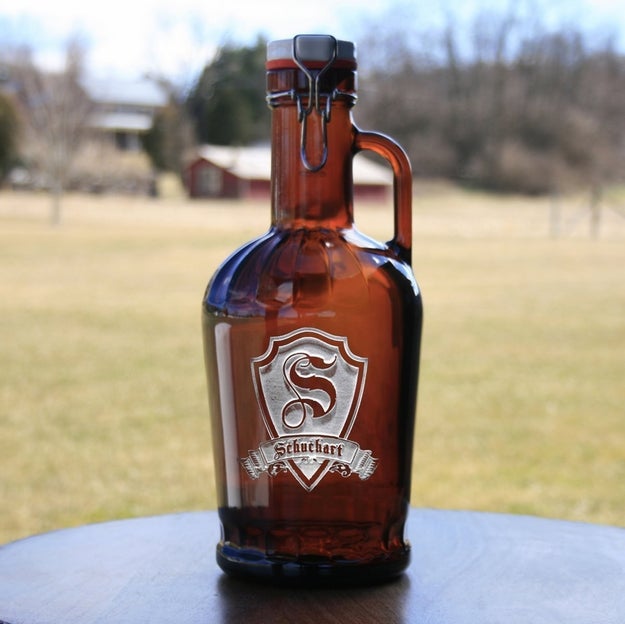 An engraved beer growler they'll hopefully crack open right away.