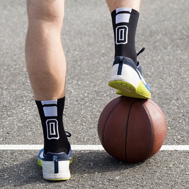 A pair of athletic socks with your favorite player's team numbers — maybe now you'll actually be able to keep track of them during games.