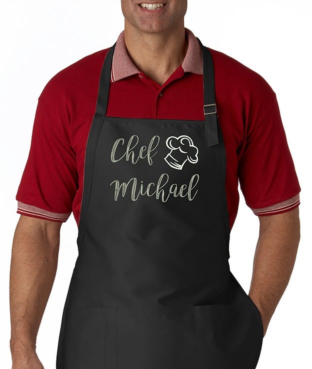 A custom apron for anyone who always makes you dishes that are just *kisses fingers*.