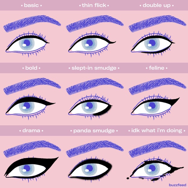 And experiment with different eyeliner styles.