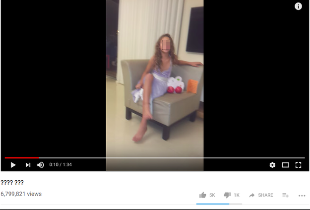 Some of the videos have millions of views. Many have been up for years. This video, for example, was published in September 2012 and features a young girl in a nightgown.