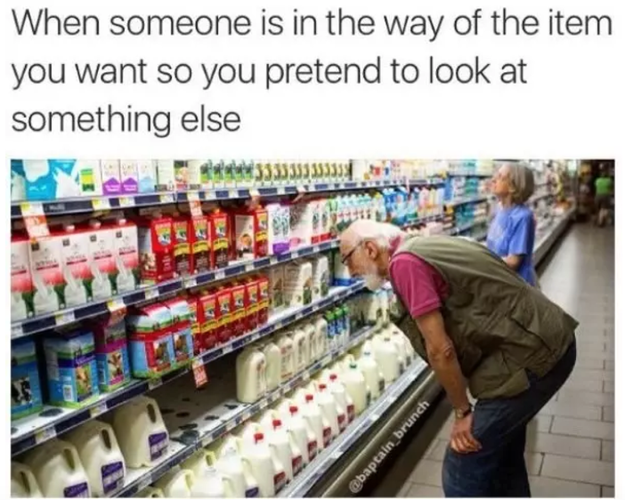 The grocery store stare: