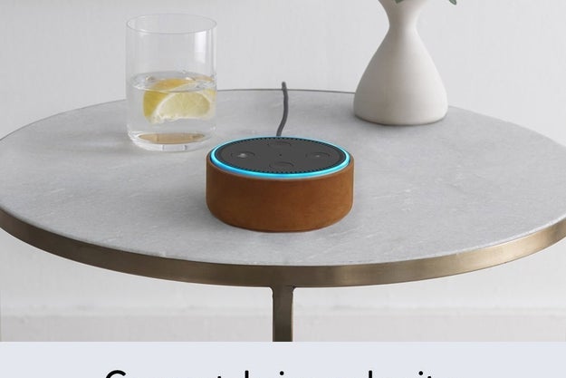 A second-generation Echo Dot: a voice-controlled device that you can use to play music, make calls, send and receive text messages, provide information, read the news, set alarms, read audiobooks, control your TV, and so much more.