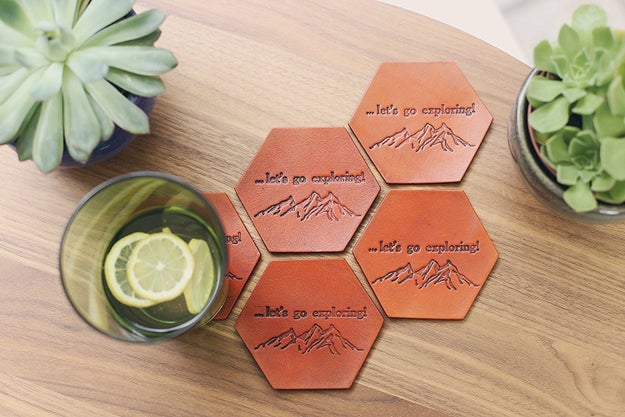 A set of leather coasters, because what other way to tell them "ain't no mountain high enough" than a gift made just for them?