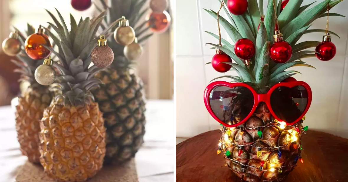 La gente está decorando piñas como arbolitos de Navidad y, honestamente ...