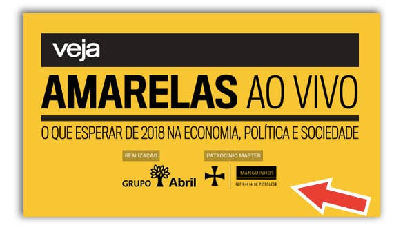 O logotipo de Manguinhos como "patrocínio master", no site do evento da Veja.