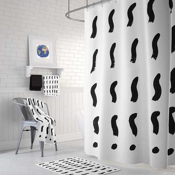 An exclamation-point bathmat, shower curtain and towel set, because face it, your bathroom could use some excitement.