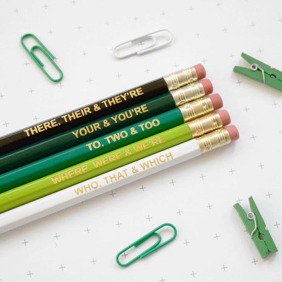 A set of pencils that shows everyone you've got your homophones down pat.