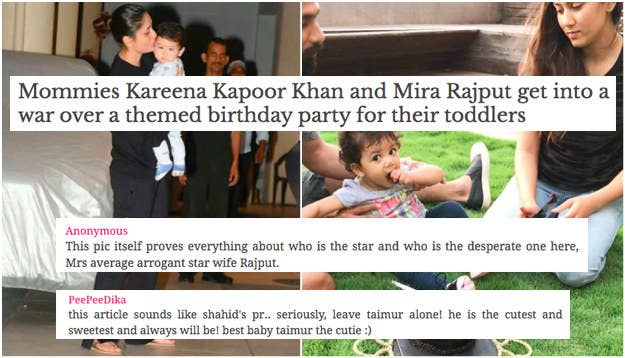 Taimur and Kareena fans piled on from all corners in the comments, accusing Rajput of everything from planting the story to being a bad mom. (Probably didn't help that her husband is Kareena's ex.)