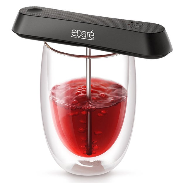 A pocket-sized wine aerator so you can quickly simulate the aging process using one of three different settings (for white, red, and port), and customize your drinking experience — so you never have to drink a crappy glass of wine ever again.