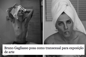 Bruno Gagliasso posou de toalha na cabeça tentando retratar uma "mulher trans"